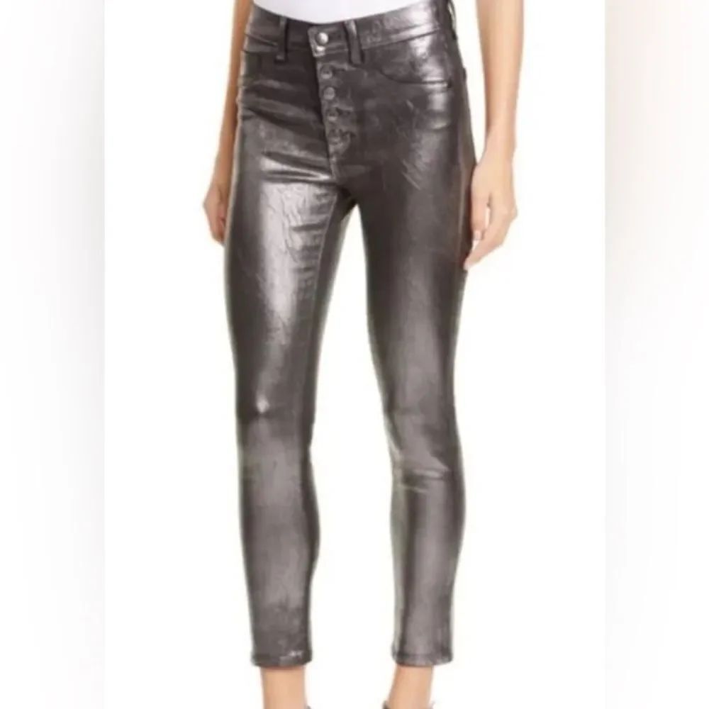 Veronica Beard Debbie high rise Metallic Black Coated Skinny Jeans size 4/27